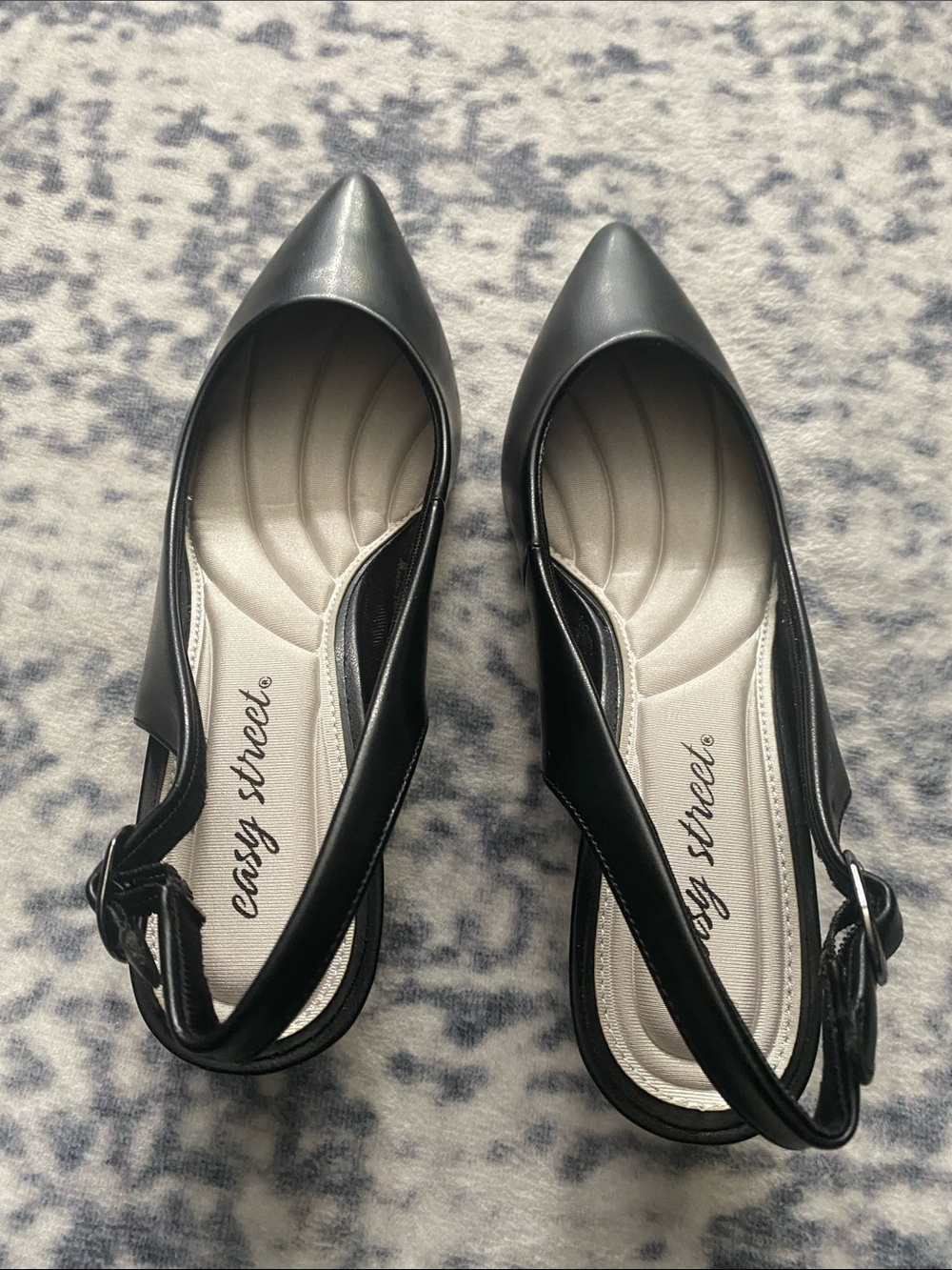 easy street Black Pointed-Toe Slingback Flats